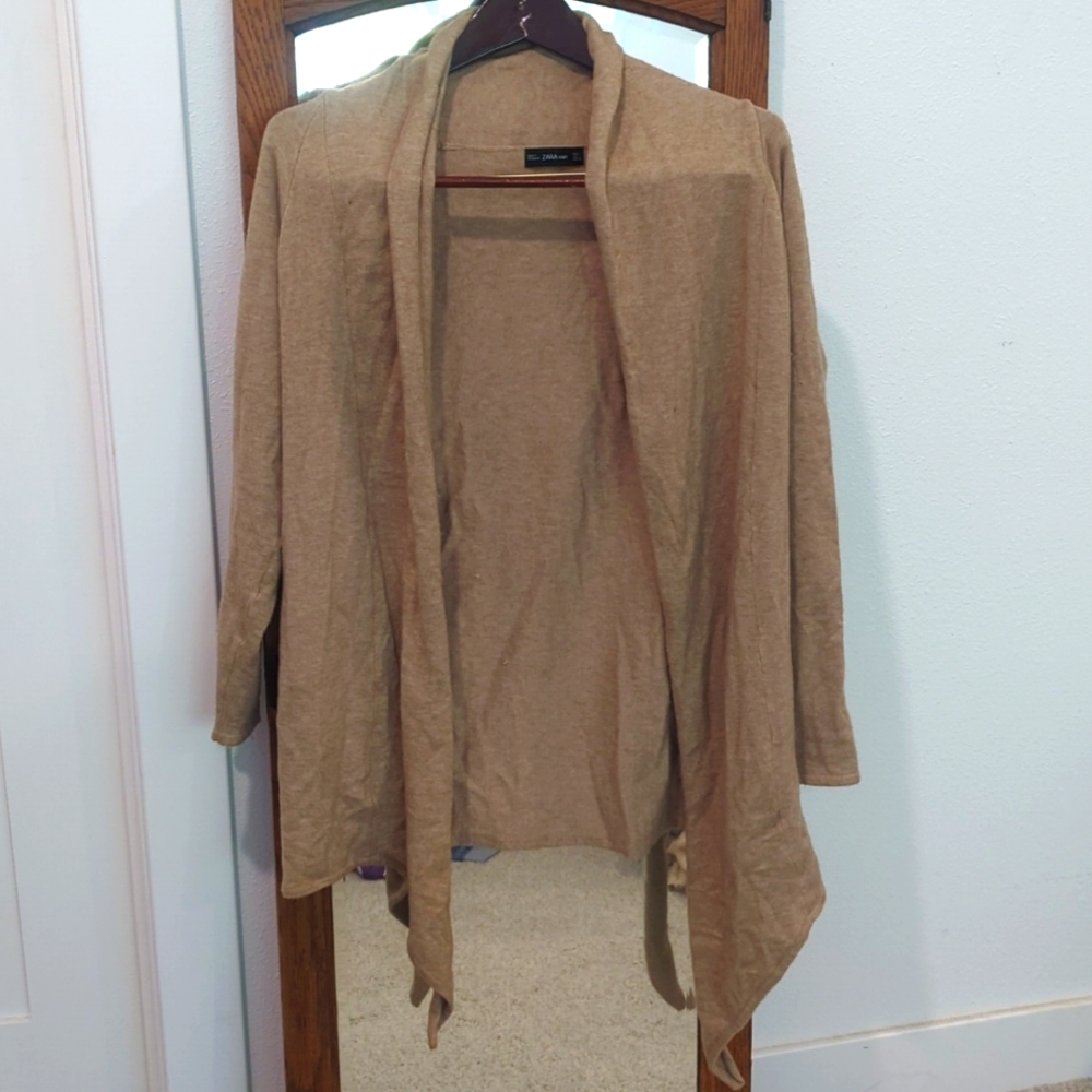 Zara knit, tan women's cardigan, size L